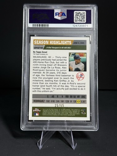 2005 Topps Chrome Update & Highlights Alex Rodriguez #UH219 Red /65 PSA 9 - Picture 2 of 2
