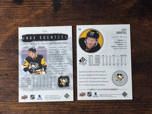 2020-21 Pittsburgh Penguins Jake Guentzel SP Authentic 2000-01 RETRO #R34 + Base - Picture 2 of 6