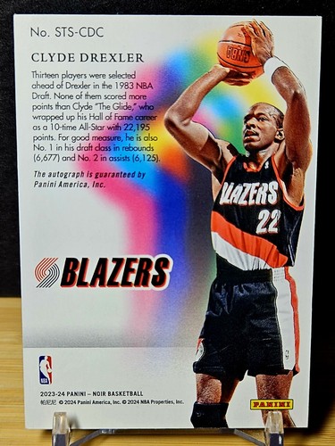 2023-24 Panini Noir Clyde Drexler Shadow Signatures Holo Gold On Card Auto /10 - Picture 5 of 5