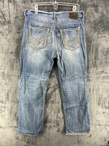 BKE Seth Jeans Mens Size 33R (33x32) Blue Boot Cut Straight Stretch Whiskers - Picture 9 of 16
