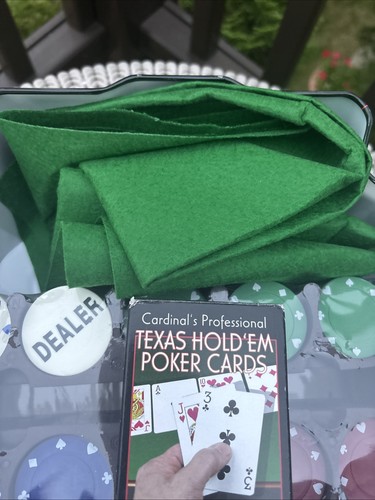 Cardinal's Professional Texas Hold Em Poker Set in Tin Card Games, Sealed Chips! - Picture 7 of 9