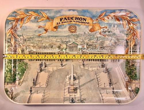 Fauchon Paris 19.5x13.75” Decorative Metal Tray by Massilly Made in France EUC - Picture 2 of 9