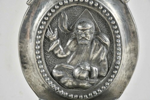 Antique Baroque Pewter Standing Holy Water Font + Lid Stoup / God The Father 8in - Picture 10 of 12