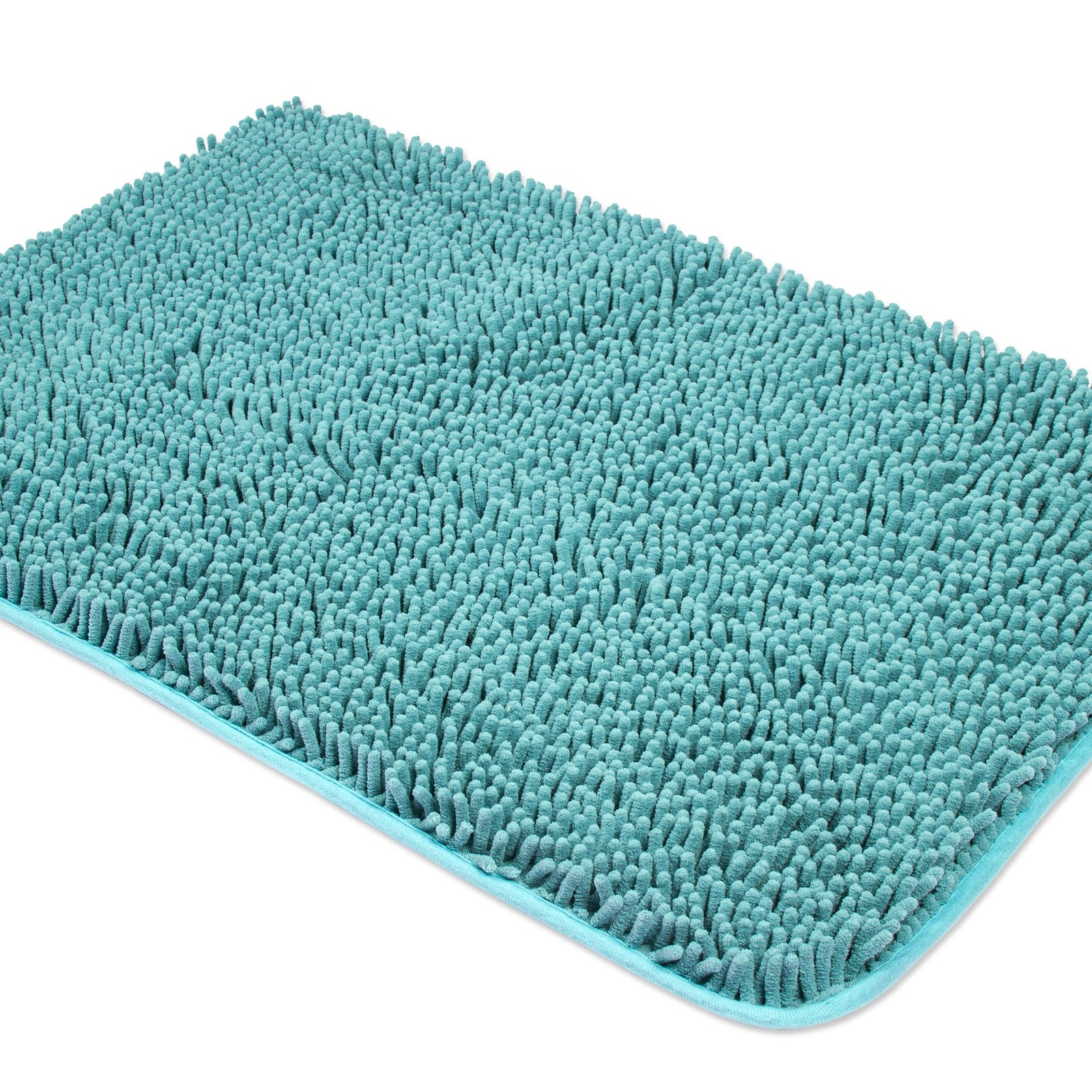 Teal Chenille Bathroom Rugs – Soft Absorbent Washable Non-Slip Bath Mats-image