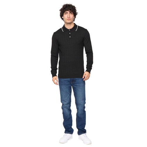 Bewley & Ritch Ambrosden Mens Polo Neck Knitted Jumper Sweatshirt Knitwear Black - Picture 2 of 4