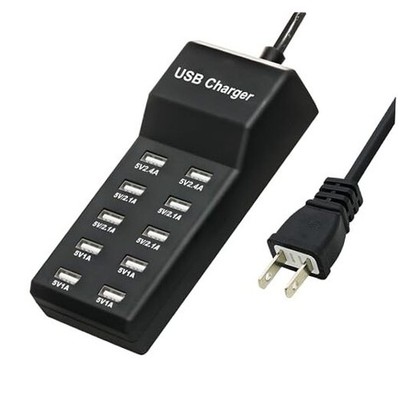 50W USB Charging Station with 10-Port Family-Sized Smart USB Ports for Black