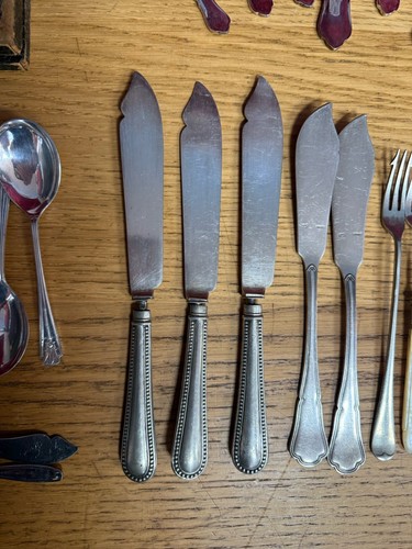 Vintage Cutlery Job Lot EPNS Spoon Sets Tea Dessert Soup + Pickling Fork x30 - Picture 12 of 24