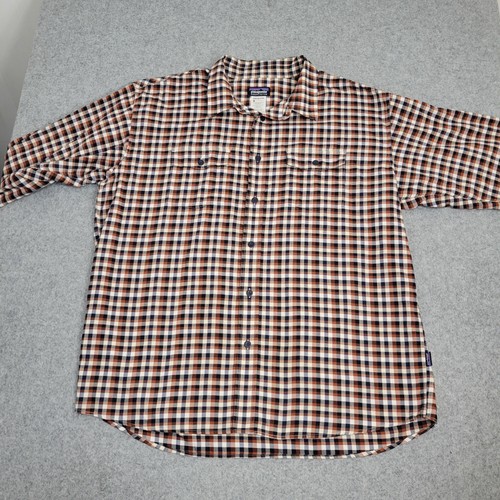 Patagonia Shirt Mens XL Blue Orange Plaid Long Sleeve Button Down Organic Cotton - Picture 7 of 13