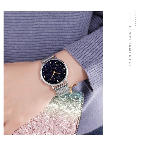 Japon Mouvement Quartz Bracelet Acier Inoxydable Maille Montre Étanche pour Femme - Photo 3 sur 21