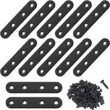 12Pcs Black Straight Brackets 3 Inch Stainless Steel Flat Brace Mending Plates, 