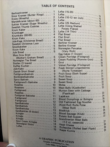 SCANDINAVIAN COOK BOOK, CHAPEL IN THE HILLS Rapid City SD 1960s Cookbook Booklet - Picture 2 of 2