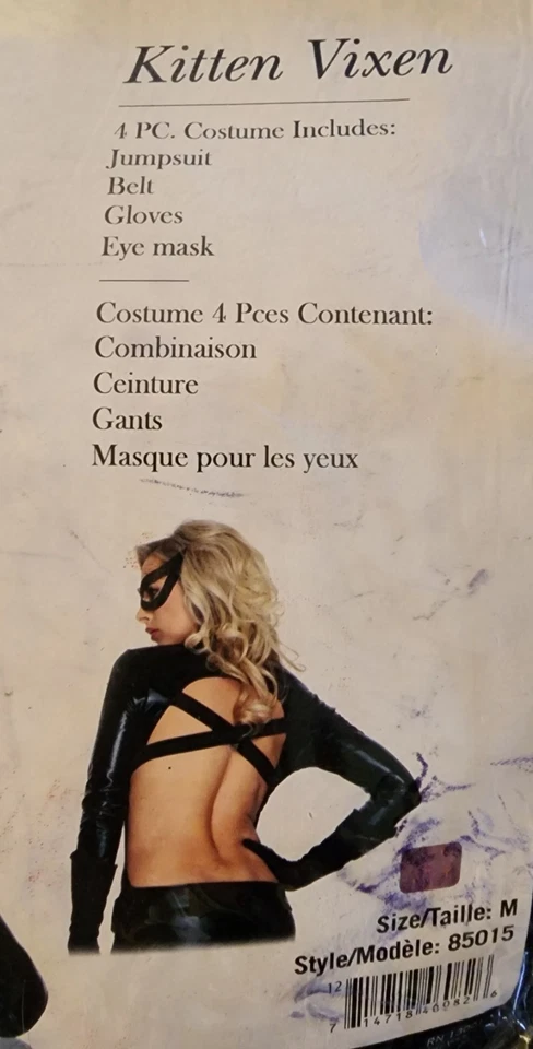 Body Disfraz Leg Avenue Kitten Vixen Mediano Negro Imitación Cuero-Faltan Guantes Foto 4 de 4