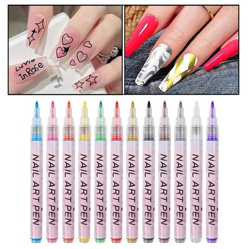 12X Nail Art Pen Marker Set 0.5mm Extra Fine Tip Graffiti Drawing Embelli shing- - Picture 6 of 20