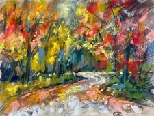 Original Landscape Painting, Autumn Foliage, Signed Wall Art, 100% Handmade