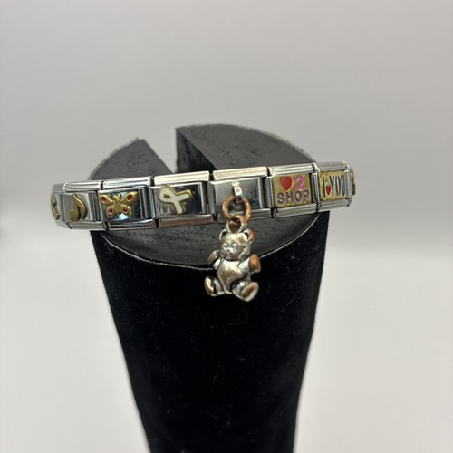 Italian Charm Bracelet Add-A-Charm-Daughter, Dragonfly, Dolphin, Teddy Bear - Picture 1 of 8