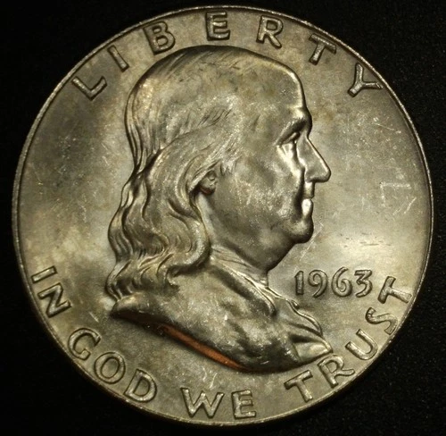 1963-D 16-Franklin 1/2 (20 count roll) Dollars in BU condition. FreeShipping