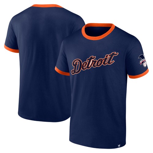 Men's Fanatics Navy Detroit Tigers Forced Out Ringer T-Shirt