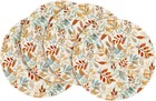Artoid Mode Leaves Round Fall Placemats Set of 14, 4 Pcs, Orange/Blue