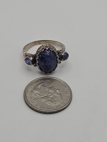 Sterling Silver Tanzanite Cabochon Ring Size 9 - Picture 14 of 17