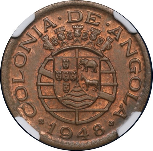 1948 Angola Bronze 20 Centavos NGC MS64 RB 300th Anniversary Revolution KM#71 - Picture 3 of 4