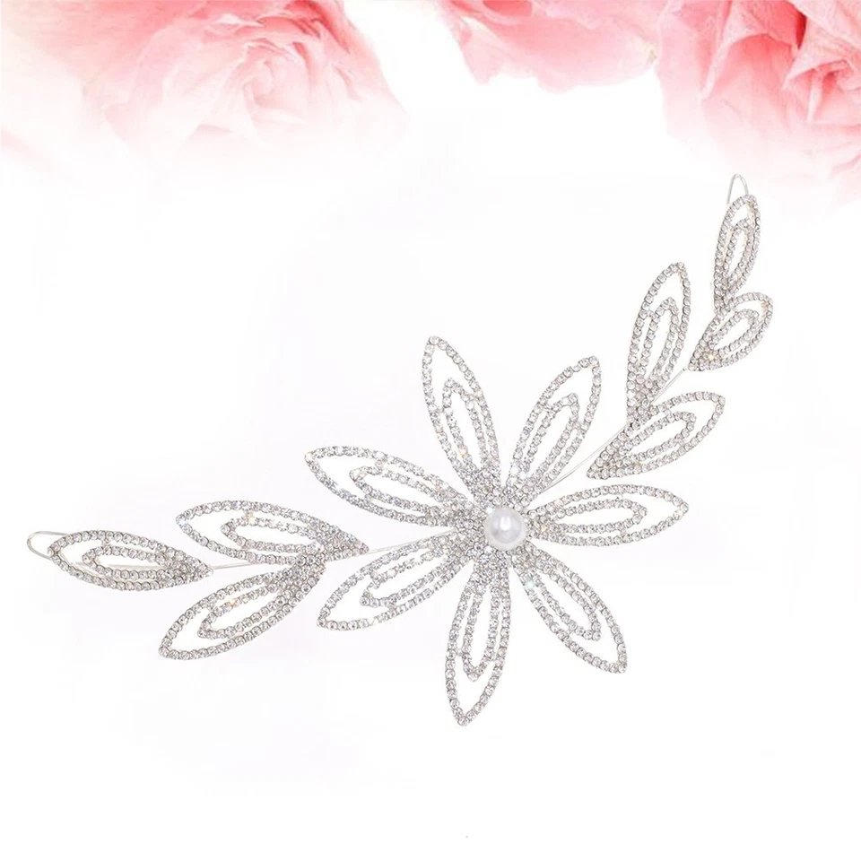  Copricapo di strass argento Copricapo di perle artificiali Fascia per da sposa - Immagine 4 di 4