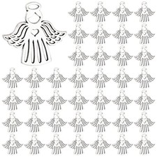 50 Pieces Silver Angel Charms Pendants of Love Flying Wing for Necklace Jewe...