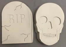 2 LOT CELEBRATE IT SILICONE CAKE MOLD TOMBSTONE RIP SKULL HALLOWEEN BAKING PAN