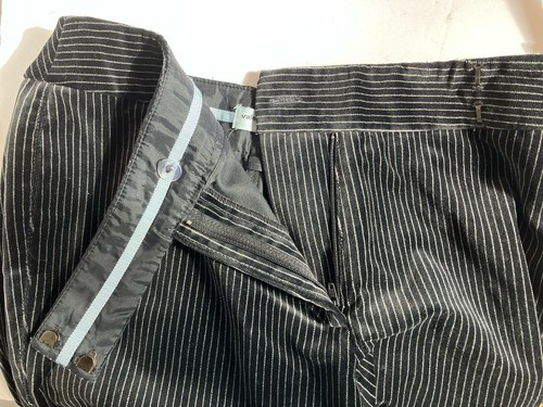 High Rise Mob Wives Pin Stripe Corduroy Black Pant Woman Sz 4 Straight Leg - Picture 6 of 15