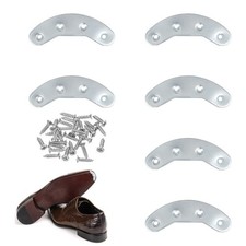 HJZHII 3 Pairs Metal Heel Plates, Shoes Taps with Screw Sole Silver