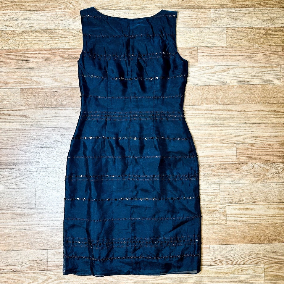 David Warren Vintage 90s Black Silk Dress Sequin Mini Dress 4 - Image 2 of 4