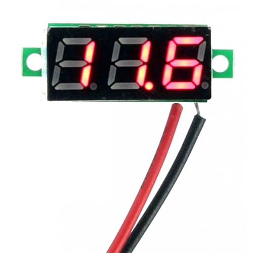 Mini Voltmetro display luminoso ROSSO  misura 2,5-30 V 2 fili - Foto 1 di 3