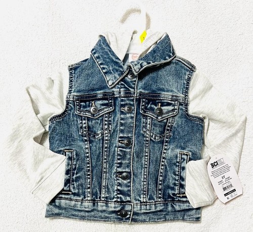 Baby & Toddler Denim Jacket Knit hoodie & sleeves Boys Girls Unisex - Picture 3 of 4