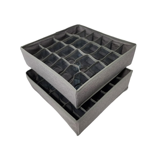 Fabric Drawer Organizer Divider Underwear Ties Socks Belts 24 Cell (2pk) - Picture 1 of 7