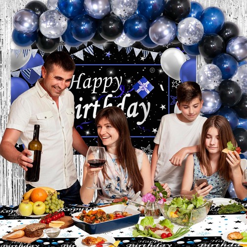 Blue and Black Birthday Decorations for Men Women 62PCS Happy Birthday Decora... - Picture 4 of 7