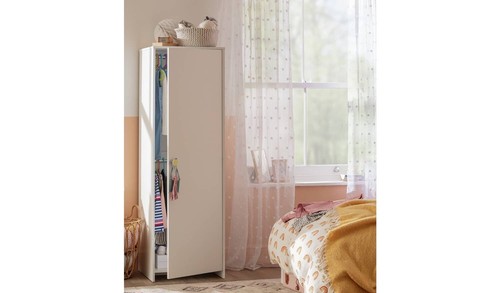 Kids Juno 1 Door Wardrobe - White - Picture 2 of 12