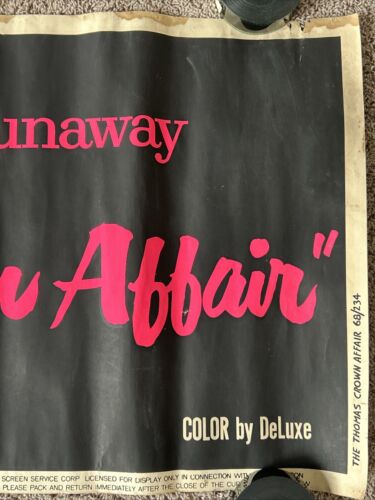THE THOMAS CROWN AFFAIR Original Silk Screen Banner 1968 - STEVE McQUEEN- RARE! - Picture 6 of 6