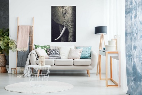Impresión de arte de pared de lona de elefante africano blanco y negro - Imagen 2 de 5
