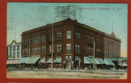 1908 Jamestown North Dakota ~ Gladstone Hotel  Bank Barber Pole Billiards - Picture 1 of 2
