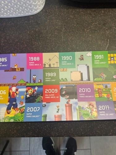 Super Mario Bros. 30th Anniversary 1985-2015 PROMO Poster 34" X 7.5" Gamestop - Picture 4 of 8