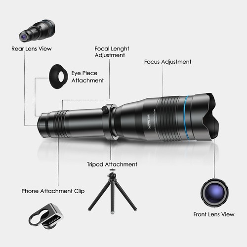 APEXEL 60xSuper Telephoto Zoom PhoneLens Powerful Monocular Metal Telescope lens - Picture 9 of 12
