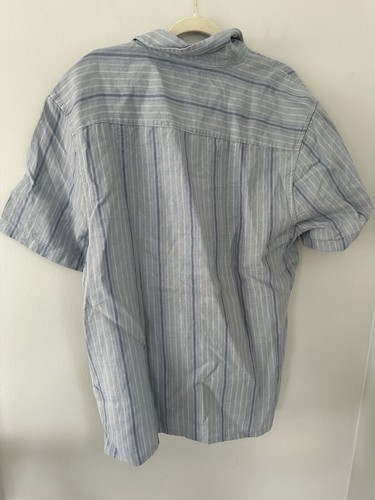 Madewell Herren Hemd L Easy Fit Blau Gestreift Kurzarm Leinen Knopfleiste - Bild 4 von 7