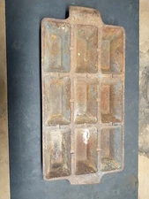 Smelting Cast Iron Silver 9 Bar Mold Heavy Ingot Gold Antique Vintage