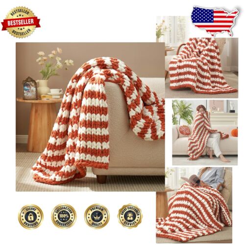 Ultra Soft Handmade Chenille Throw Blanket - Cozy Chunky Knit for Winter Nights
