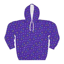 Gender Neutral Graphic Retro Stars Purple Hoodie 