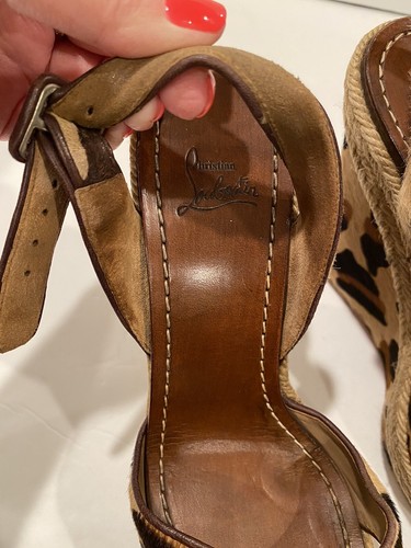 Christian Louboutin Wedge Sandals Pony Hair Leopard 36/ 5.5-6 - Picture 9 of 12