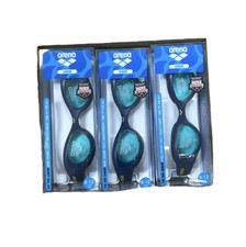 Lot Of 3 Arena Adjustable Swimming Goggles Blue/Light Blue Jr Size 6-12 Years
