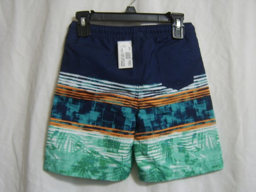 LANDS' END BOY'S SWIM TRUNKS SIZE MED (5-6) NWT COLOR PALM LEAF STRIPE :BB19-1