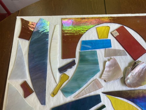 Pezzi Vetro Colorato Vintage IRIDESCENTI Mosaico Scarti Varie Texture - Foto 4 di 11