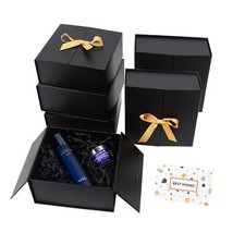 Gift Boxes with Lids 6 Pack 9x9x3 Inch Large Black Gift Box with Ribbon Card ...