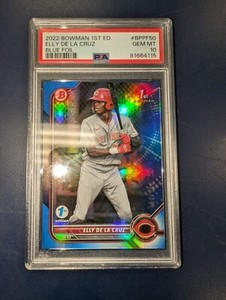 PSA 10 ELLY DE LA CRUZ 2022 Bowman Paper 1st Edition BLUE FOIL #/150 RC GEM MINT